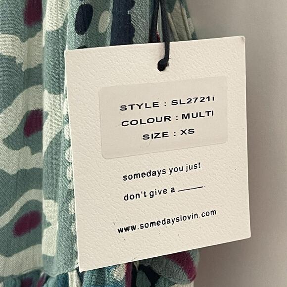 Somedays Lovin Women’s Size XS Blue Multi Liar Liar Printed Casual Maxi Dress - Picture 5 of 12